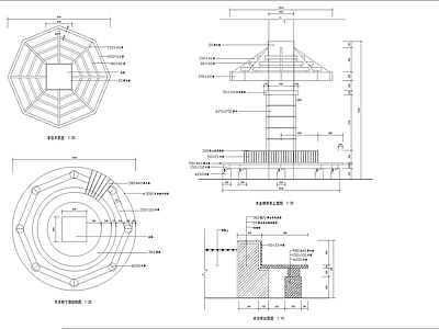 单柱亭子节点 施工图