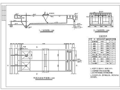 平流沉淀池平面剖面图 施工图