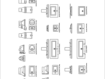 现代洗手池马桶平立面图库