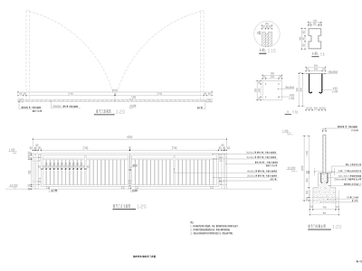 临时停车场铁艺门节点详图 通用节点
