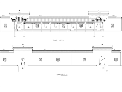 仿古围墙带仿古边廊 木结构 施工图