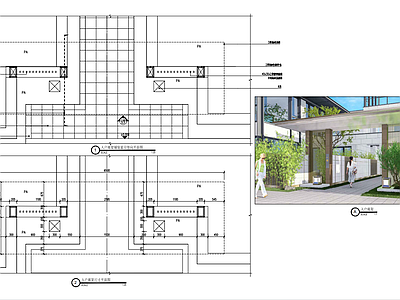 入户景观廊架详图 施工图