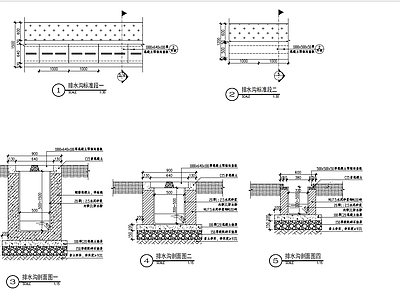 钢筋混凝土盖板排水沟节点 施工图