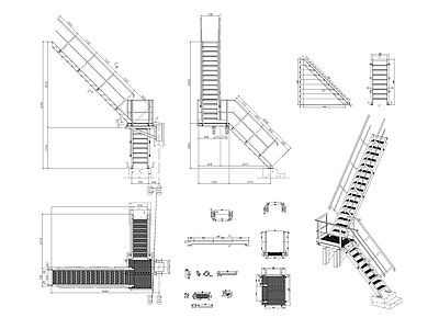 室外钢结构楼梯节点 施工图