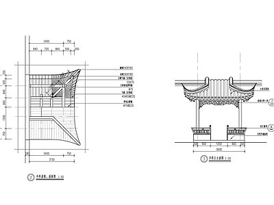 古建半亭详图 施工图