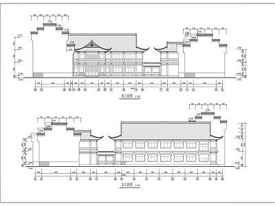 某三层仿古茶馆会所建筑 方案图 娱乐会所