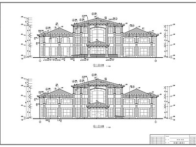 森林小镇住宅区二层欧式俱乐部建筑 施工图 娱乐会所