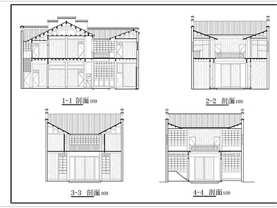 清代双层砖木结构自建房建筑 施工图