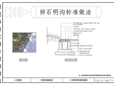 景观卵石排水沟节点详图 施工图