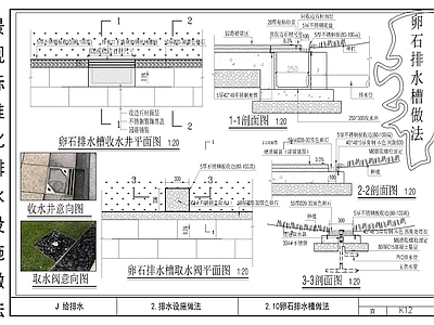 景观排水槽取水阀节点详图 施工图