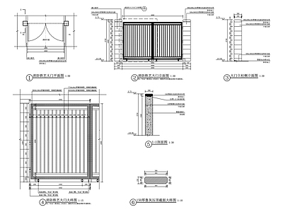 现代消防铁艺大门详图 施工图 通用节点