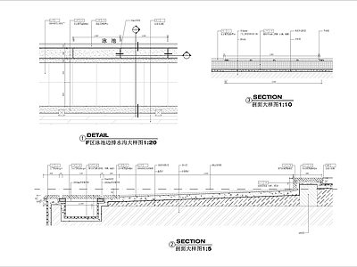 泳池边排水沟节点大样图 施工图