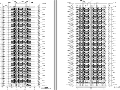 高层四梯十户中筒式住宅楼建筑 施工图