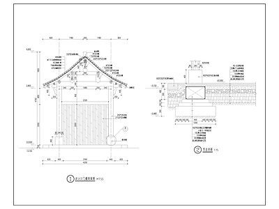 中式入口门楼建筑 施工图