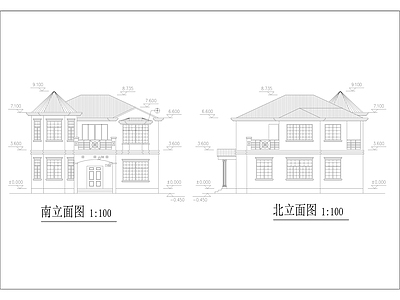 现代农村自建房别墅 独栋别墅 施工图 平立面图