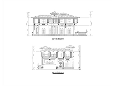 现代农村自建房别墅 独栋别墅 平立面图