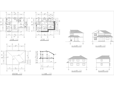 现代农村自建房别墅 独栋别墅  平立面图 施工图