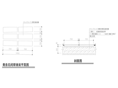 广场地面青条石间草铺装方案节点详图