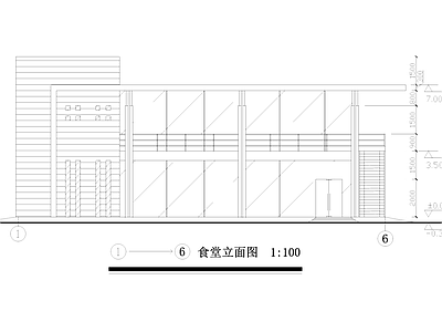 现代小型食堂餐厅建筑 施工图