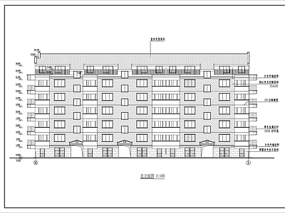 小区住宅楼六层建筑 施工图