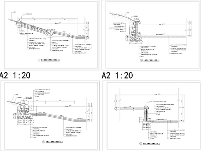 公园景观地面 湖岸剖面做法详图