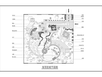 商住楼屋顶花园设计 露台 别墅 平面布置图 施工图