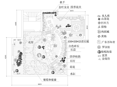 商住楼屋顶花园设计 露台 别墅 平面布置图 施工图