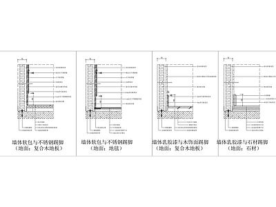 各类墙面与踢脚大样节点图