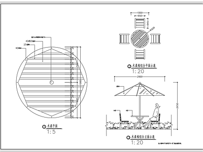 室外木桌椅平面立面图 施工图 家具节点