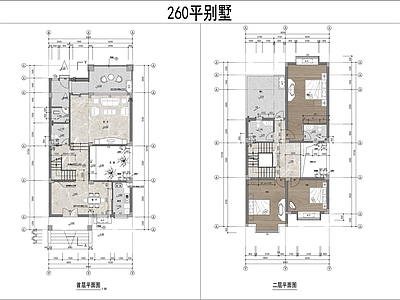 260平三层别墅平面图