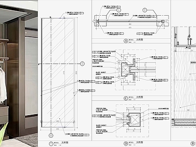 不锈钢玻璃推拉门节点 施工图