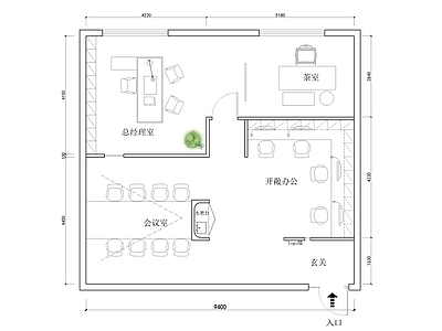 90平办公室平面布置图