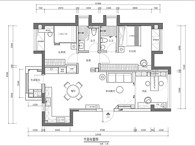 现代样板间室内 施工图 平层