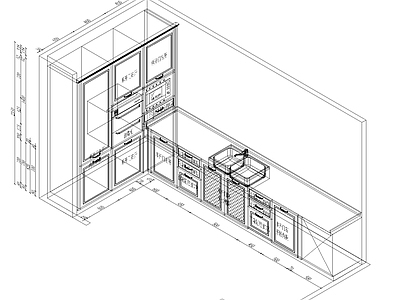 四款厨柜立体 施工图