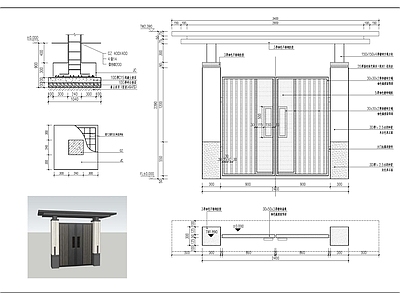 现代庭院大门 施工图