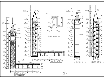 欧式观景塔建筑施工图