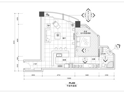 奶油风单身公寓家装施工图