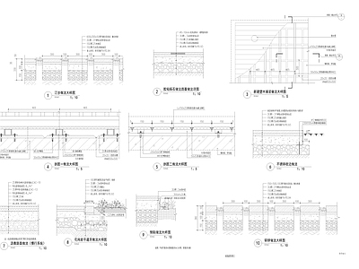 塑木垫板 碎拼 胶粘砾石 汀步 沥青 平道牙做法节点详图