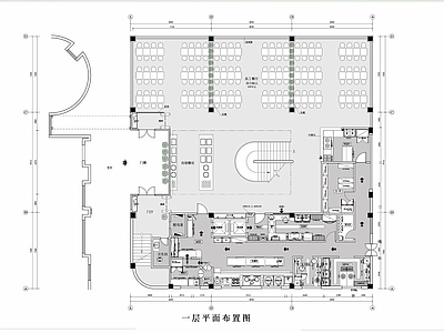 某院餐厅厨房平面图 效果图