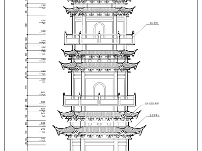 公园塔建筑 施工图