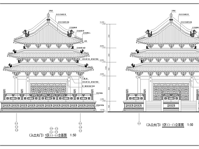 入口大门古建筑 施工图