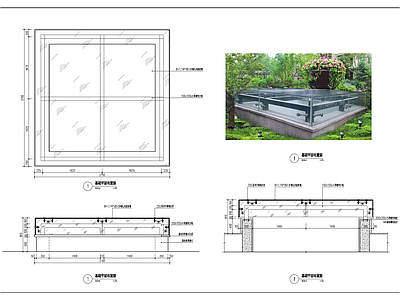现代玻璃采光井 施工图 局部景观