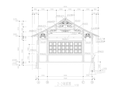 仿古建筑镜心卢挂落吴王靠大样详图 施工图