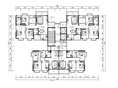 现代高层住宅塔楼两梯四户 施工图