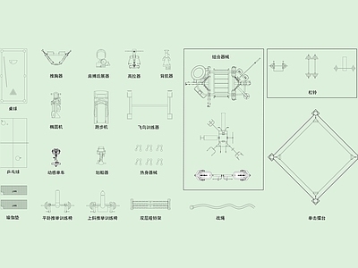 健身器材单体模型 施工图