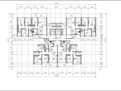 现代2023最新住宅户型一梯四户室内 施工图