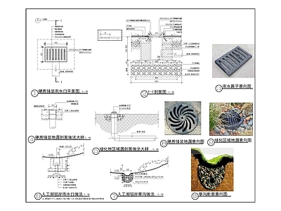 草沟 地漏 雨水口做法基侧排详图 施工图