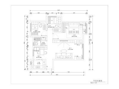 100平现代大平层室内 施工图