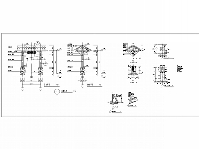 乡村庭院门楼门头节点 施工图