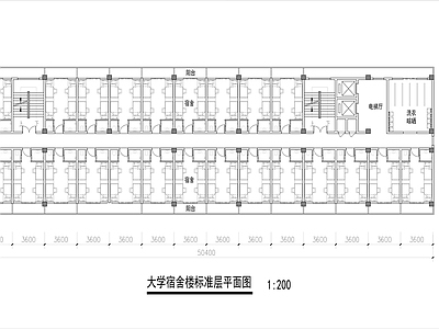 大学宿舍标准层平面